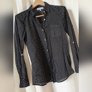 August Silk Black and White Polka Dot Button Up Shirt